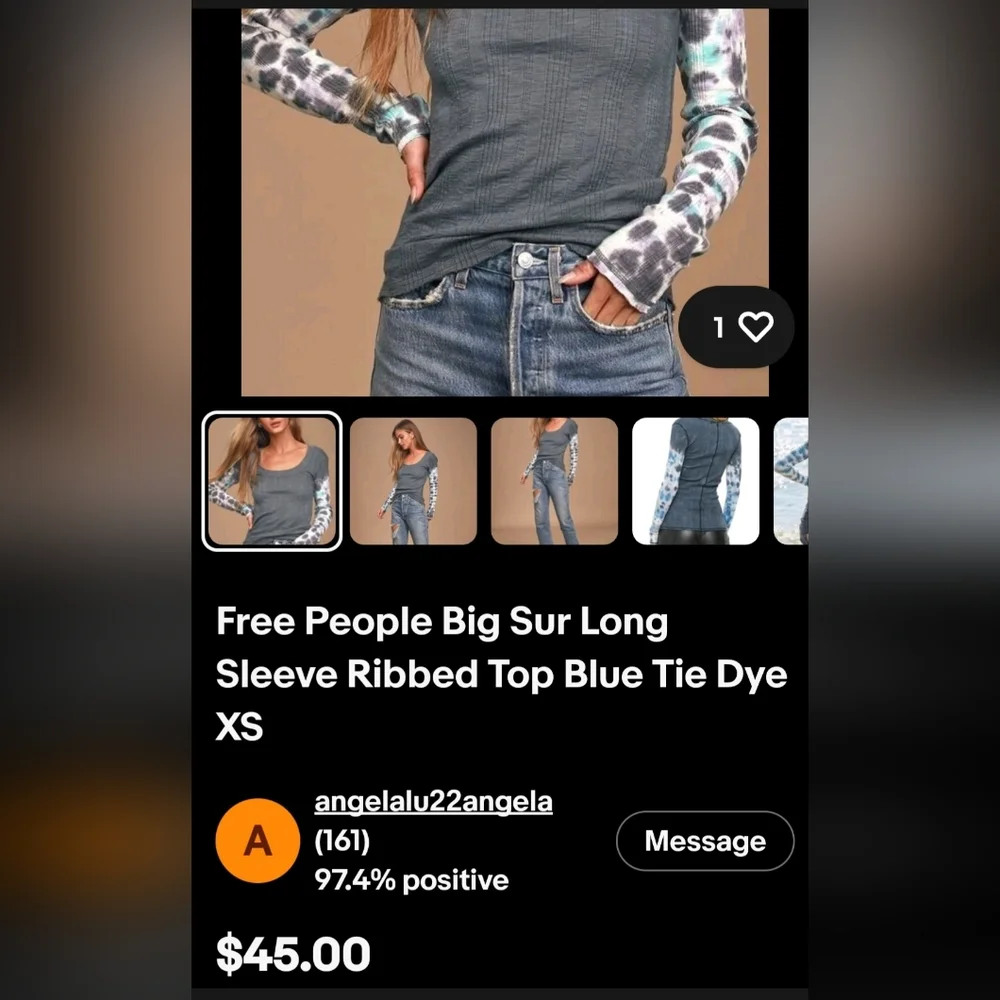 We The Free Blue Tie-Dye Long Sleeve Top - Picture 11 of 16